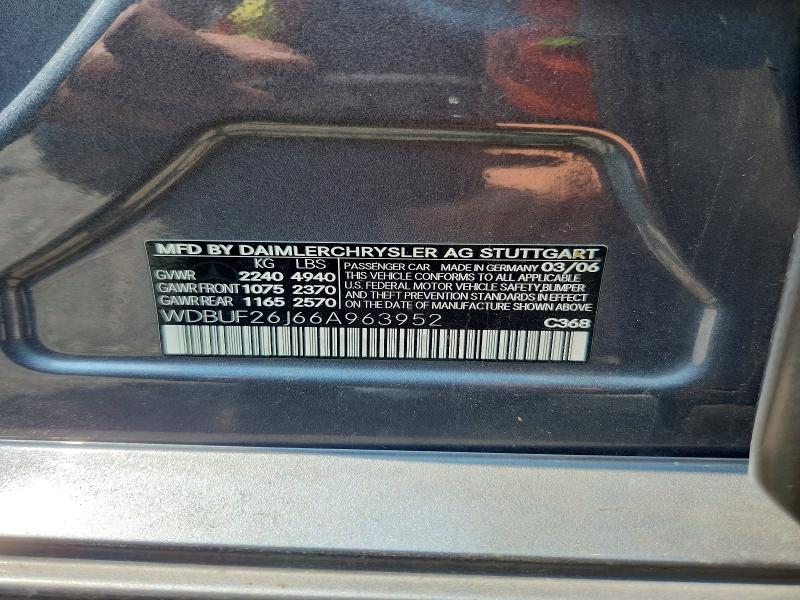 Продаж на аукціоні авто 2006 Mercedes-benz E, vin: WDBUF26J66A963952, номер лоту: 60553246