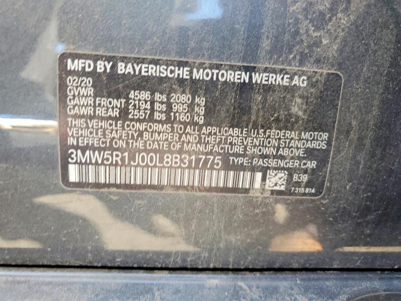 Продаж на аукціоні авто 2020 Bmw 330i, vin: 3MW5R1J00L8B31775, номер лоту: 62259986