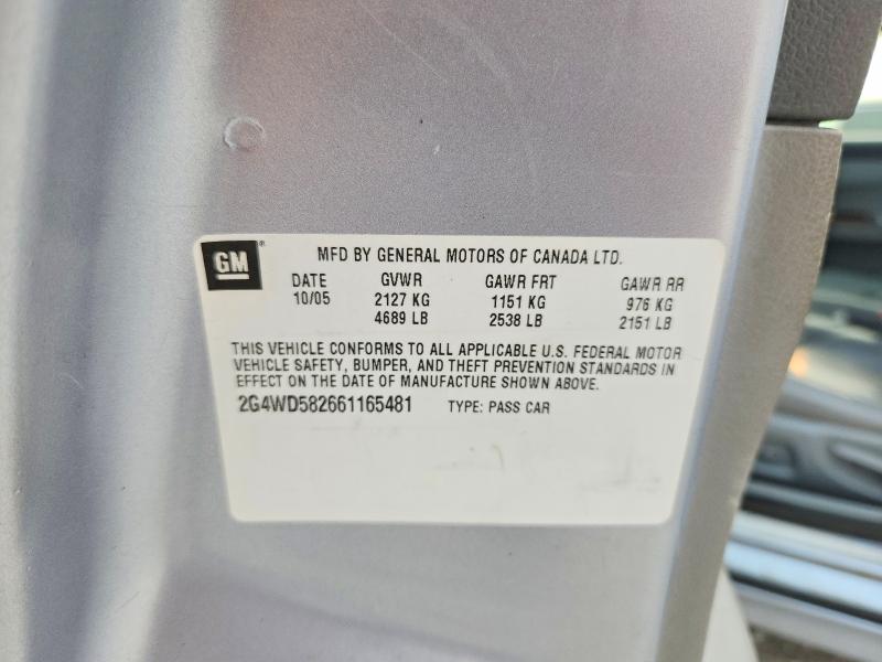 2006 Buick Lacrosse მანქანა იყიდება აუქციონზე, vin: 2G4WD582661165481, აუქციონის ნომერი: 60766096