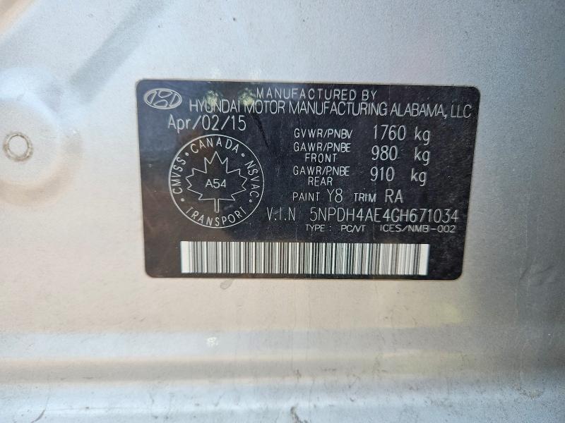 Продаж на аукціоні авто 2016 Hyundai Elantra, vin: 5NPDH4AE4GH671034, номер лоту: 61599746
