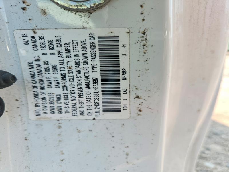 Aukcja sprzedaży 2018 Honda Civic, vin: 2HGFC3B34JH353687, numer aukcji: 60753636
