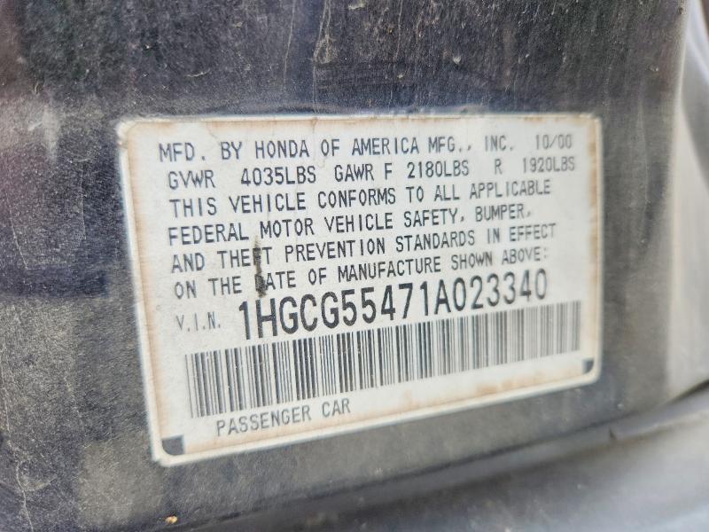 61749506 :رقم المزاد ، 1HGCG55471A023340 vin ، 2001 Honda Accord مزاد بيع