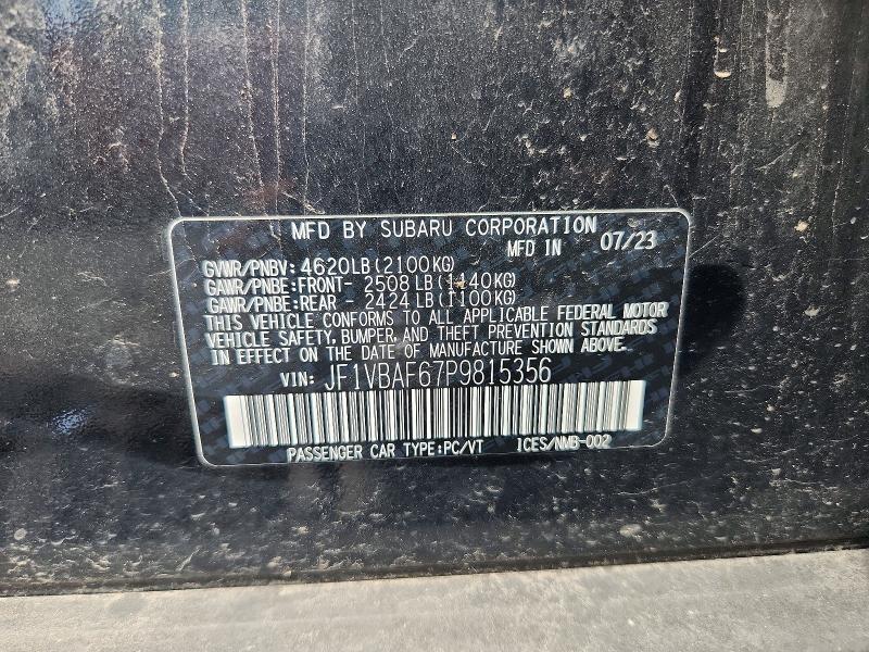 59897346 :رقم المزاد ، JF1VBAF67P9815356 vin ، 2023 Subaru Wrx مزاد بيع