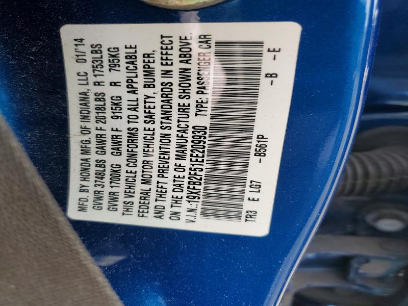 Aukcja sprzedaży 2014 Honda Civic, vin: 19XFB2F51EE209930, numer aukcji: 60916916
