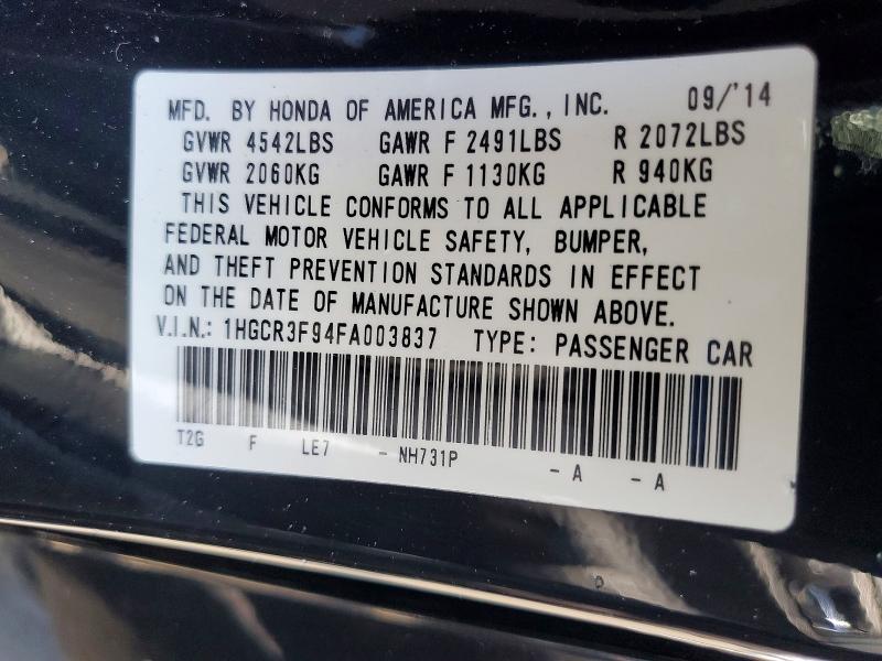 62321646 :رقم المزاد ، 1HGCR3F94FA003837 vin ، 2015 Honda Accord مزاد بيع