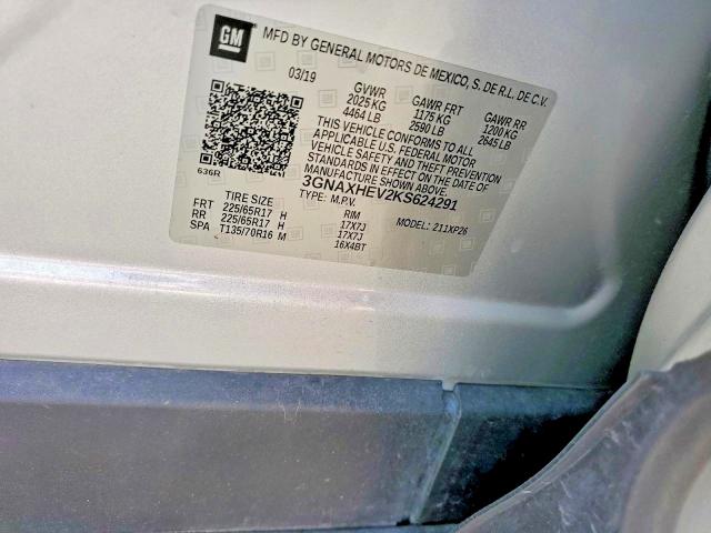Aukcja sprzedaży 2019 Chevrolet Equinox, vin: 3GNAXHEV2KS624291, numer aukcji: 62351126