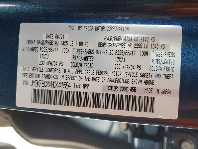 60977096 :رقم المزاد ، JM3KFBCMXM0441584 vin ، 2021 Mazda Cx-5 مزاد بيع