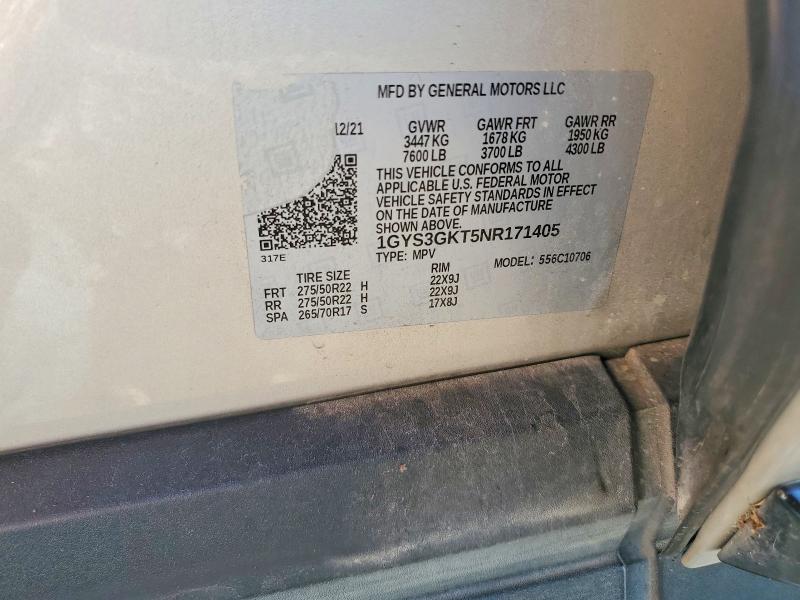Aukcja sprzedaży 2022 Cadillac Escalade, vin: 1GYS3GKT5NR171405, numer aukcji: 60441576
