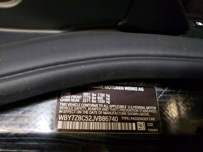 Aukcja sprzedaży 2018 Bmw I3, vin: WBY7Z8C52JVB86740, numer aukcji: 60407076