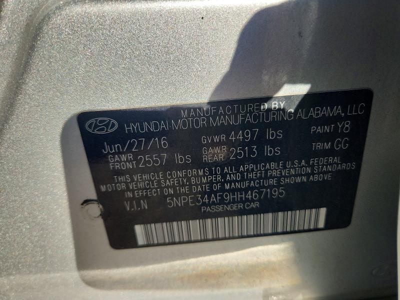 Aukcja sprzedaży 2017 Hyundai Sonata, vin: 5NPE34AF9HH467195, numer aukcji: 62945656