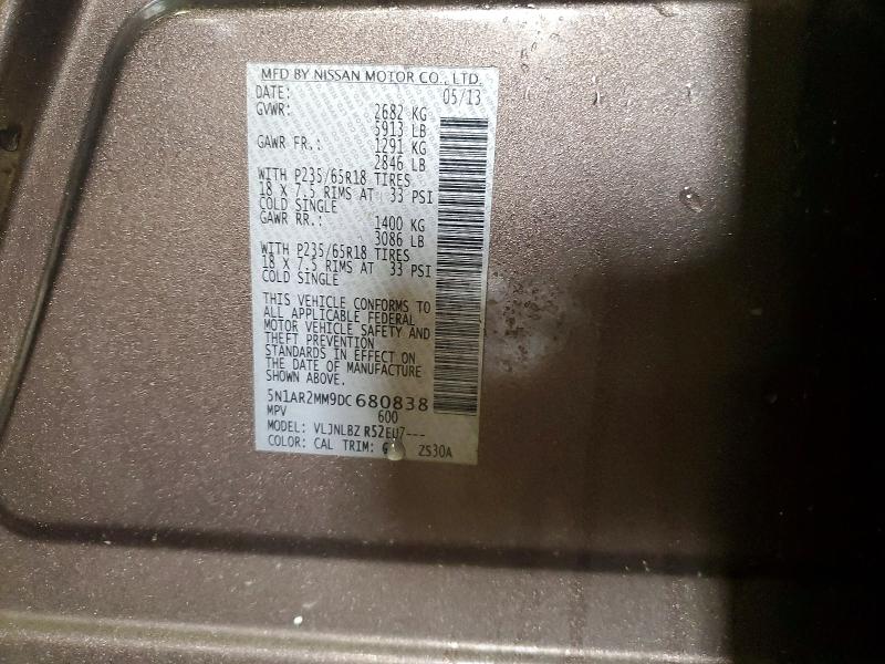 Продаж на аукціоні авто 2013 Nissan Pathfinder, vin: 5N1AR2MM9DC680838, номер лоту: 62516786