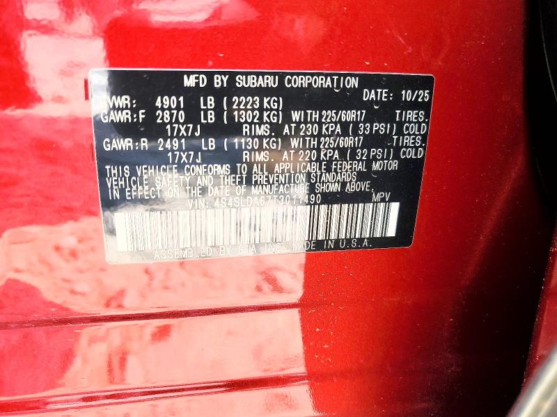 Aukcja sprzedaży 2026 Subaru Forester, vin: 4S4SLDA67T3011490, numer aukcji: 62811026