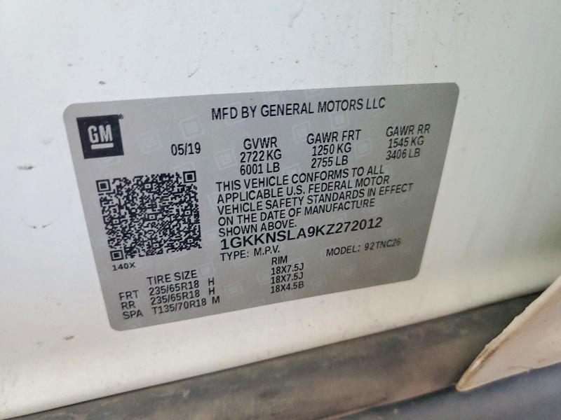 Продаж на аукціоні авто 2019 Gmc Acadia, vin: 1GKKNSLA9KZ272012, номер лоту: 59273646