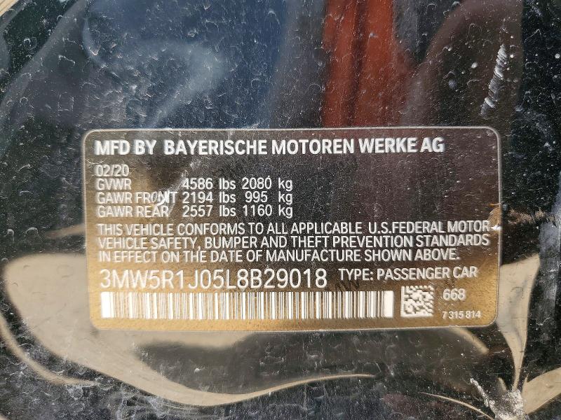 Продажа на аукционе авто 2020 Bmw 330i, vin: 3MW5R1J05L8B29018, номер лота: 59846616