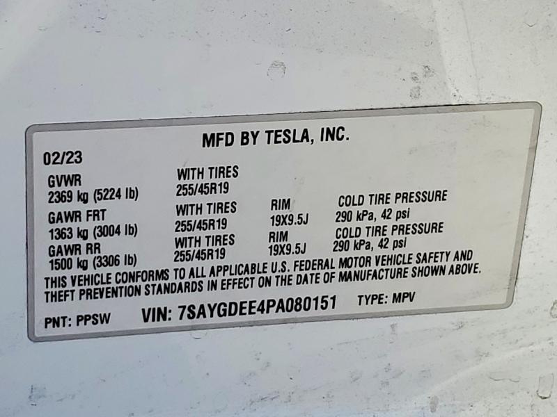 2023 Tesla Model Y მანქანა იყიდება აუქციონზე, vin: 7SAYGDEE4PA080151, აუქციონის ნომერი: 61387926