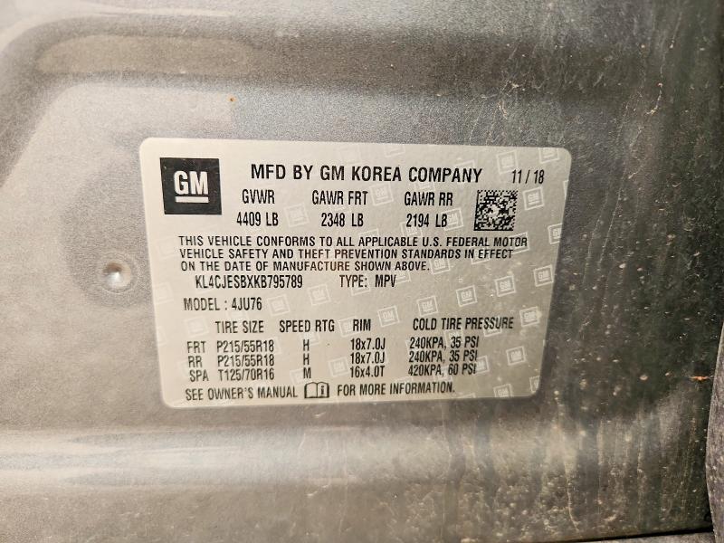 61127356 :رقم المزاد ، KL4CJESBXKB795789 vin ، 2019 Buick Encore مزاد بيع