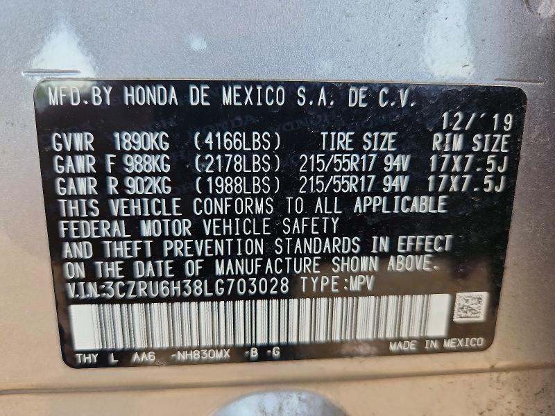 Продажа на аукционе авто 2020 Honda Hr-v, vin: 3CZRU6H38LG703028, номер лота: 63161196