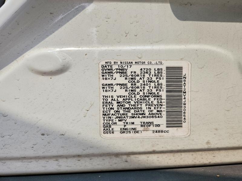 61500776 :رقم المزاد ، JN8AT2MV4JW306540 vin ، 2018 Nissan Rogue مزاد بيع
