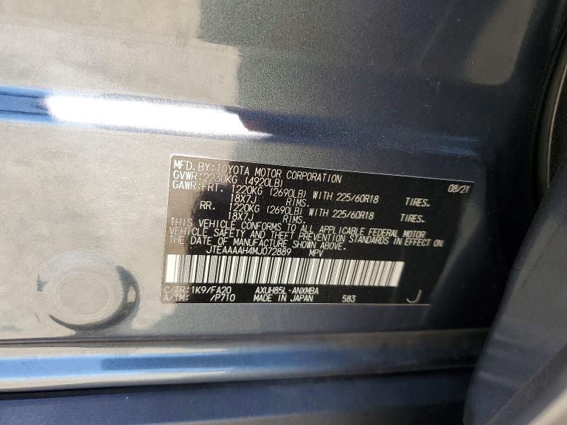2021 Toyota Venza მანქანა იყიდება აუქციონზე, vin: JTEAAAAH4MJ072889, აუქციონის ნომერი: 59648096