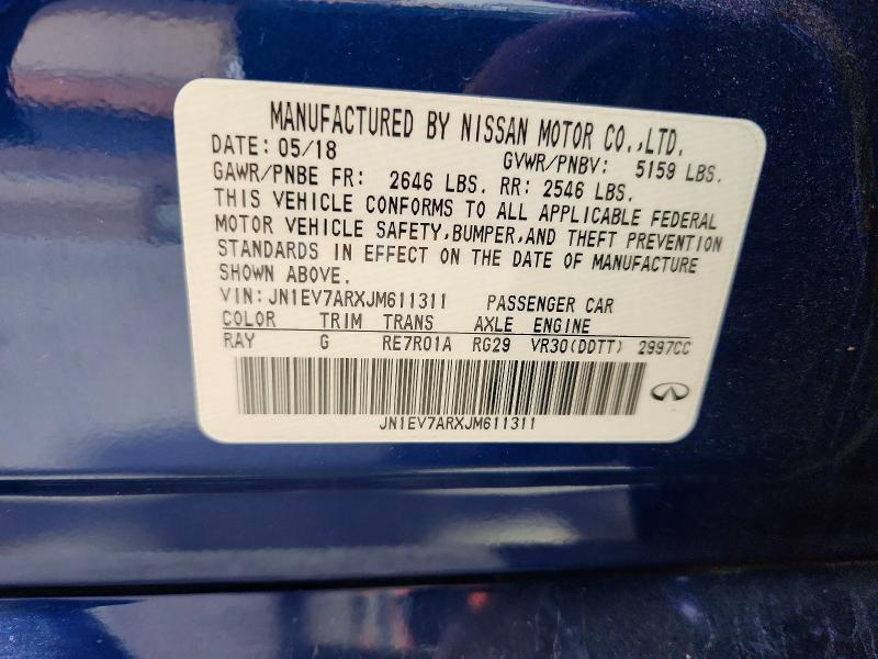Aukcja sprzedaży 2018 Infiniti Q50, vin: JN1EV7ARXJM611311, numer aukcji: 62912196