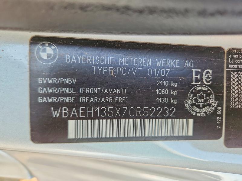 2007 Bmw 650 მანქანა იყიდება აუქციონზე, vin: WBAEH135X7CR52232, აუქციონის ნომერი: 63023796