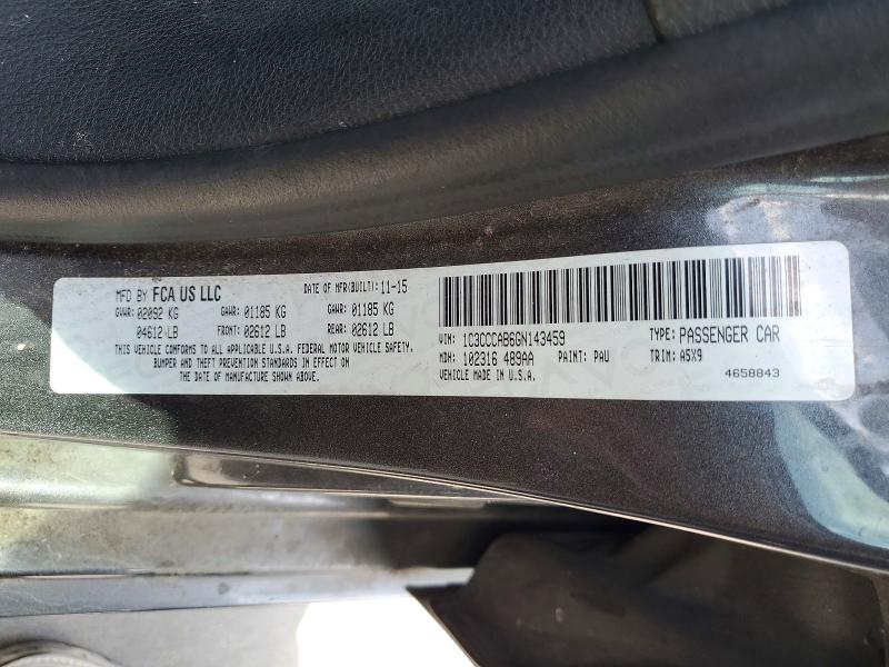 60503776 :رقم المزاد ، 1C3CCCAB6GN143459 vin ، 2016 Chrysler 200 مزاد بيع