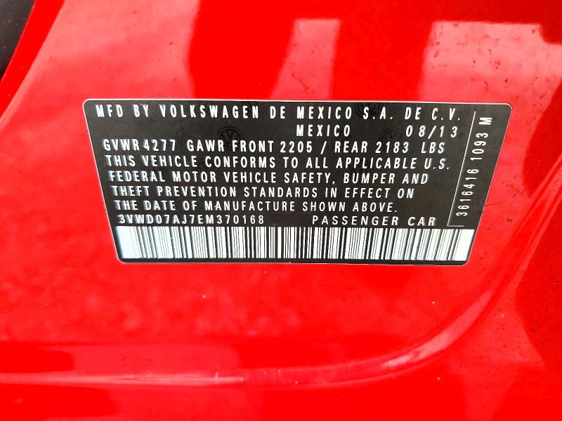 Aukcja sprzedaży 2014 Volkswagen Jetta, vin: 3VWD07AJ7EM370168, numer aukcji: 60940556