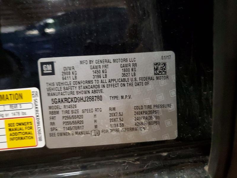 61938596 :رقم المزاد ، 5GAKRCKD9HJ268780 vin ، 2017 Buick Enclave مزاد بيع
