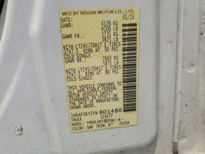62623726 :رقم المزاد ، 1N6AF0KY2FN801480 vin ، 2015 Nissan Nv مزاد بيع