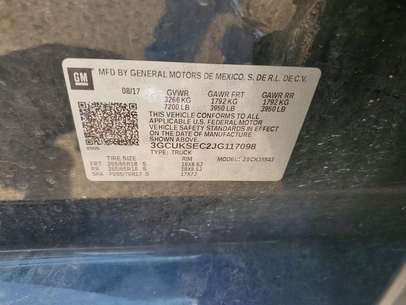 2018 Chevrolet Silverado მანქანა იყიდება აუქციონზე, vin: 3GCUKSEC2JG117098, აუქციონის ნომერი: 61941466