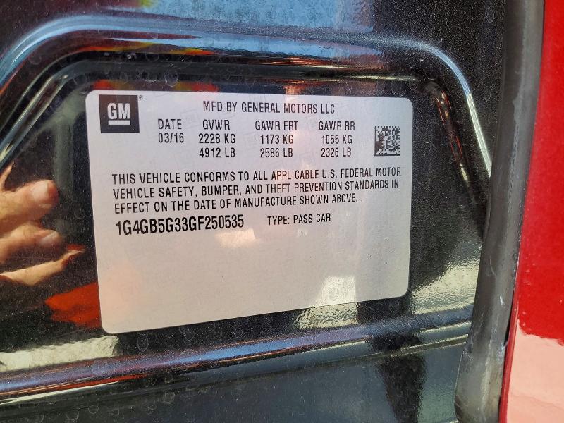 2016 Buick Lacrosse მანქანა იყიდება აუქციონზე, vin: 1G4GB5G33GF250535, აუქციონის ნომერი: 62126496