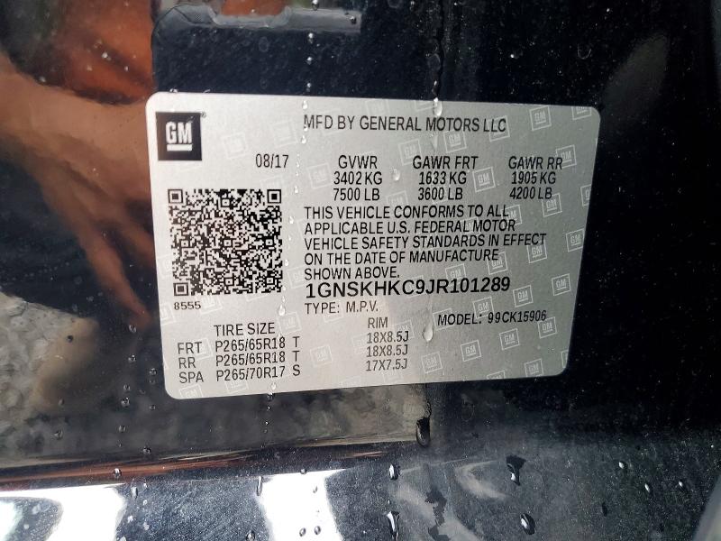 Продажа на аукционе авто 2018 Chevrolet Suburban, vin: 1GNSKHKC9JR101289, номер лота: 63119566