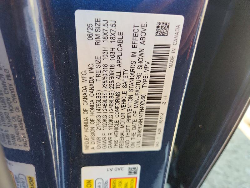 Auction sale of the 2026 Honda Cr-v, vin: 2HKRS4H74TH407966, lot number: 62496616