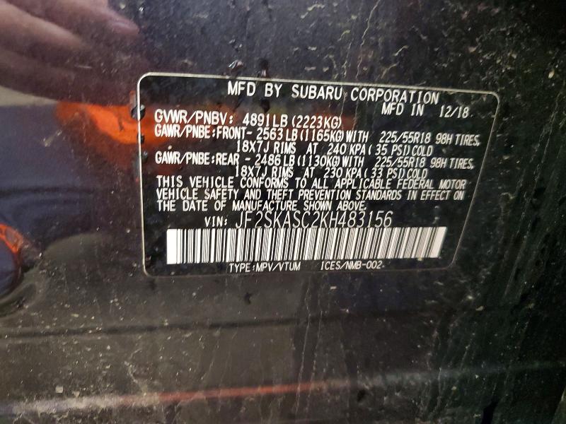 61530686 :رقم المزاد ، JF2SKASC2KH483156 vin ، 2019 Subaru Forester مزاد بيع