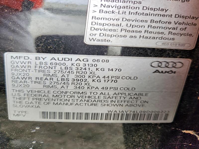 Продажа на аукционе авто 2009 Audi Q7, vin: WA1AV74L09D006223, номер лота: 62273076