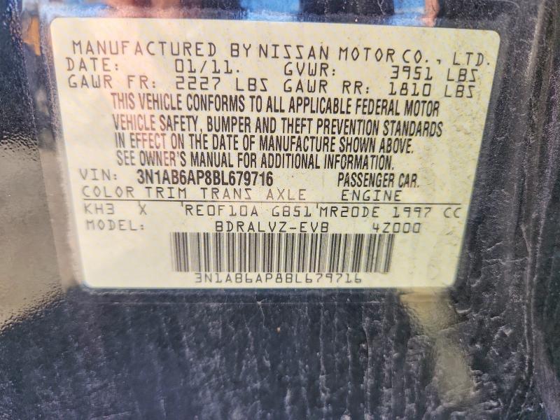 Продаж на аукціоні авто 2011 Nissan Sentra, vin: 3N1AB6AP8BL679716, номер лоту: 60299176