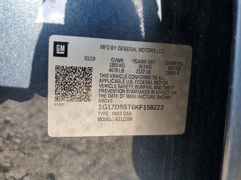 62305706 :رقم المزاد ، 1G1ZD5ST6KF158223 vin ، 2019 Chevrolet Malibu مزاد بيع
