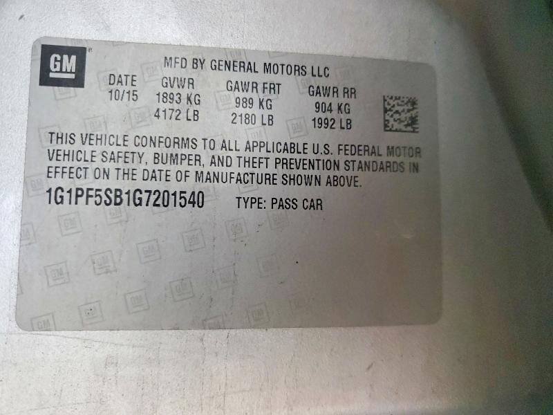 Продажа на аукционе авто 2016 Chevrolet Cruze Limited, vin: 1G1PF5SB1G7201540, номер лота: 59999116