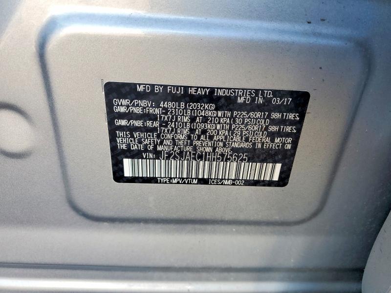 59828536 :رقم المزاد ، JF2SJAEC1HH575625 vin ، 2017 Subaru Forester مزاد بيع
