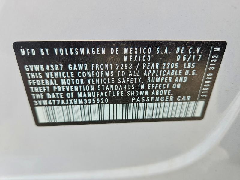 Aukcja sprzedaży 2017 Volkswagen Jetta, vin: 3VW4T7AJXHM395920, numer aukcji: 59834556