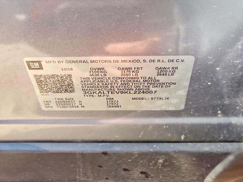2019 Gmc Terrain მანქანა იყიდება აუქციონზე, vin: 3GKALTEV9KL224007, აუქციონის ნომერი: 61279476