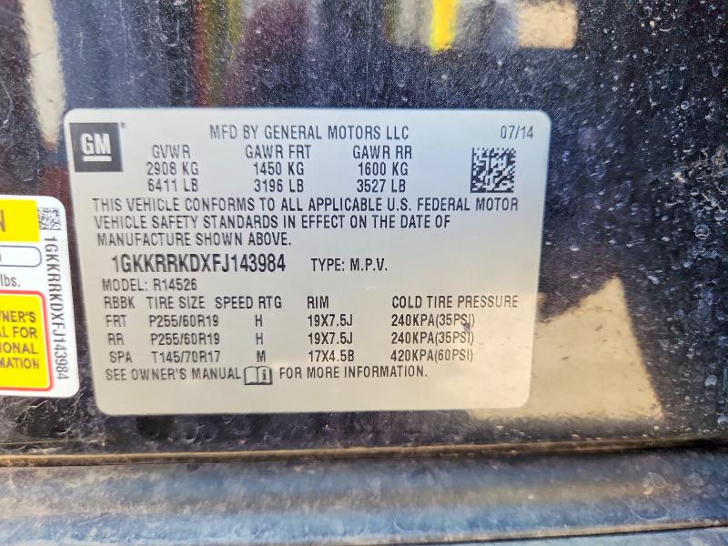 61608196 :رقم المزاد ، 1GKKRRKDXFJ143984 vin ، 2015 Gmc Acadia مزاد بيع