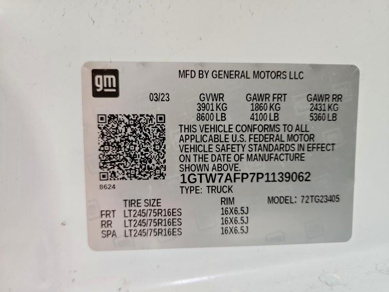 60594126 :رقم المزاد ، 1GTW7AFP7P1139062 vin ، 2023 Gmc Savana مزاد بيع