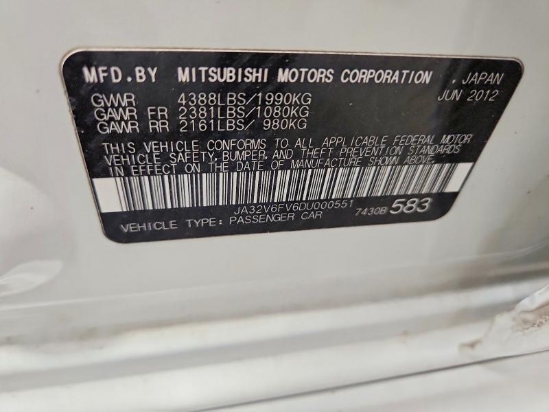 Продаж на аукціоні авто 2013 Mitsubishi Lancer, vin: JA32V6FV6DU000551, номер лоту: 61606436