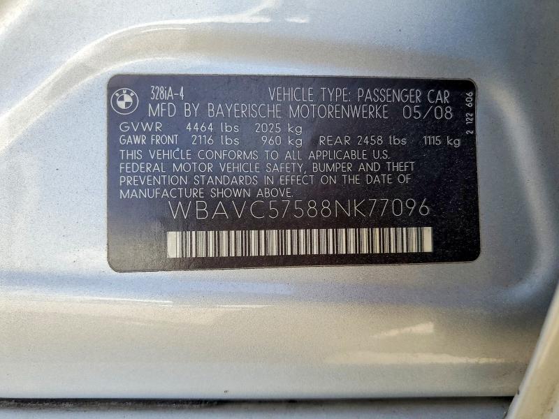 Продажа на аукционе авто 2008 Bmw 328, vin: WBAVC57588NK77096, номер лота: 62770176