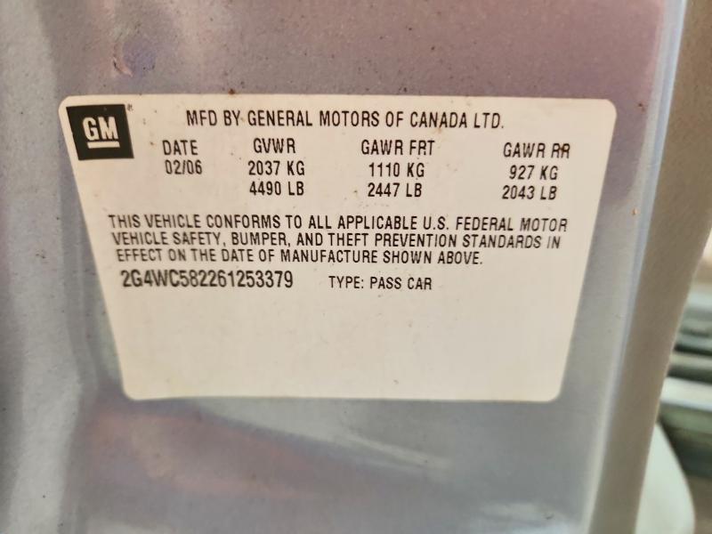 2006 Buick Lacrosse მანქანა იყიდება აუქციონზე, vin: 2G4WC582261253379, აუქციონის ნომერი: 62639566