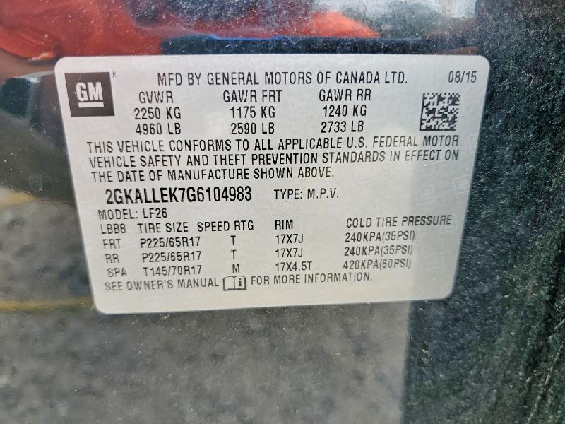 Продажа на аукционе авто 2016 Gmc Terrain, vin: 2GKALLEK7G6104983, номер лота: 61704596