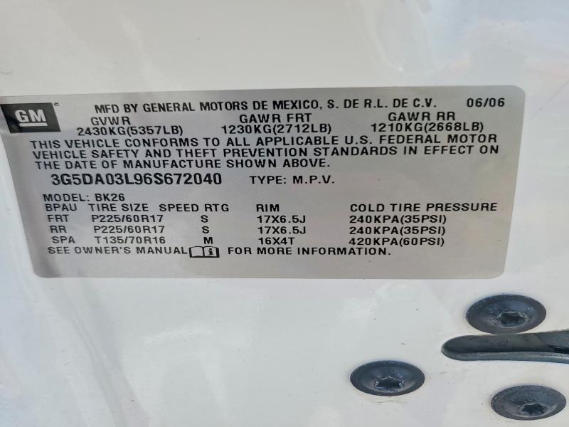 2006 Buick Rendezvous მანქანა იყიდება აუქციონზე, vin: 3G5DA03L96S672040, აუქციონის ნომერი: 61694296