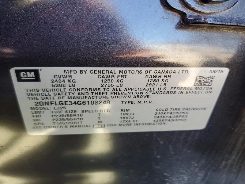 Aukcja sprzedaży 2016 Chevrolet Equinox, vin: 2GNFLGE34G6103248, numer aukcji: 59259046