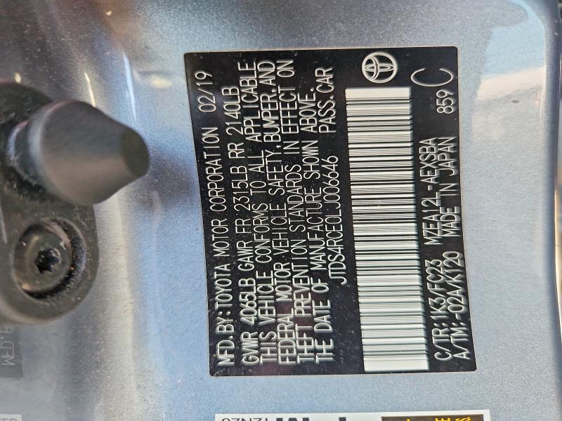 Aukcja sprzedaży 2020 Toyota Corolla, vin: JTDS4RCE0LJ006646, numer aukcji: 60063056